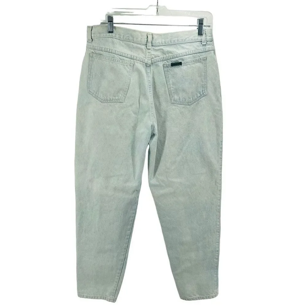 Sasson vintage balloon Denim Mom Jeans Wide Leg Crop Ankle High Rise Light Wash